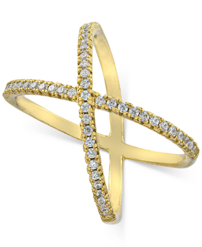 Pav&eacute; Criss Cross Band Ring in Sterling Silver