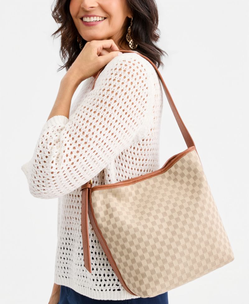 Checkered Soft Knit Soft Hobo