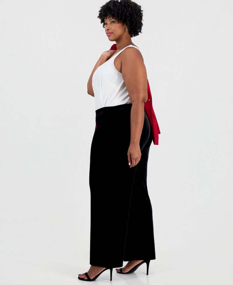 Plus Size High-Rise Wide-Leg Pull-On Pants