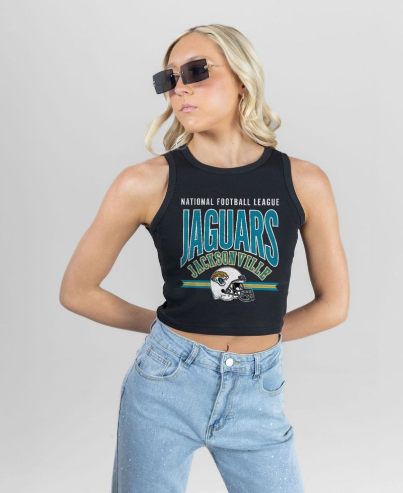 Women's Jacksonville Jaguars Mic Drop Essential Ribbed Slim-Fit Crop Tank Top