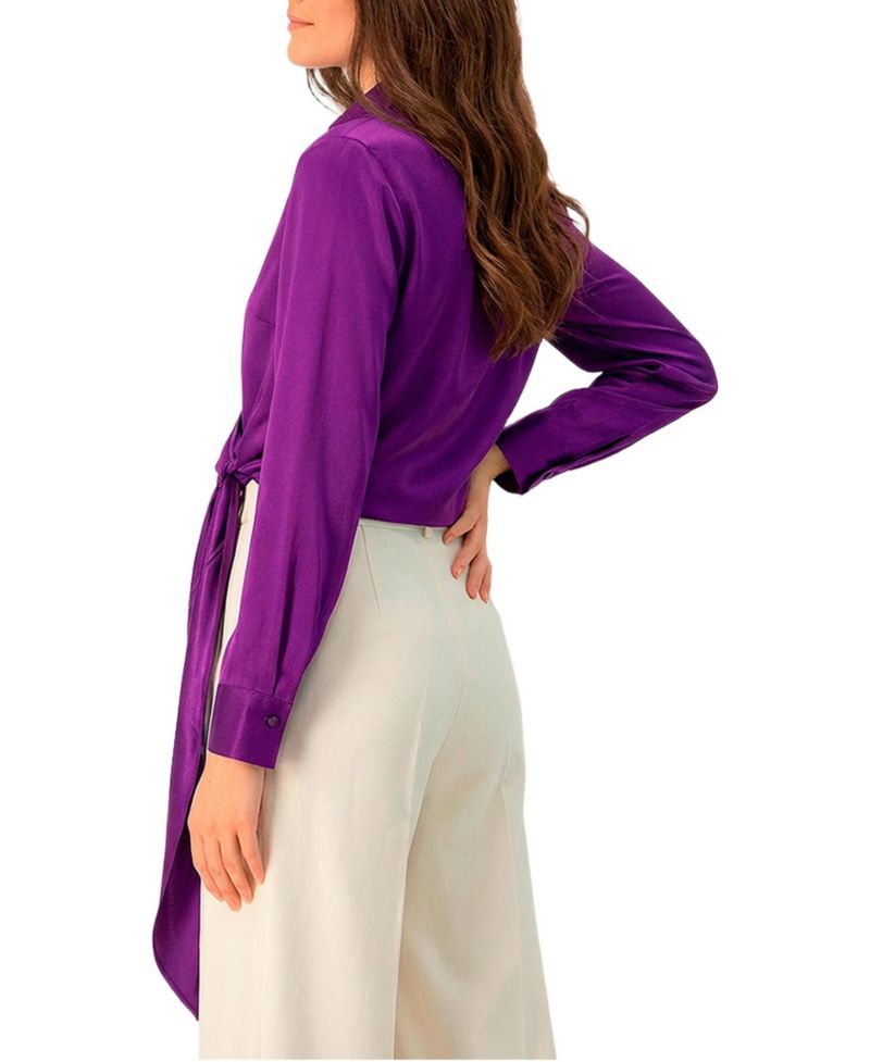 Women's Wrap Satin Blouse with Tie Detail