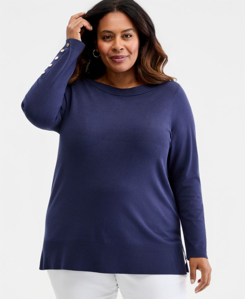 Petite Boat Neck Long-Sleeve Sweater
