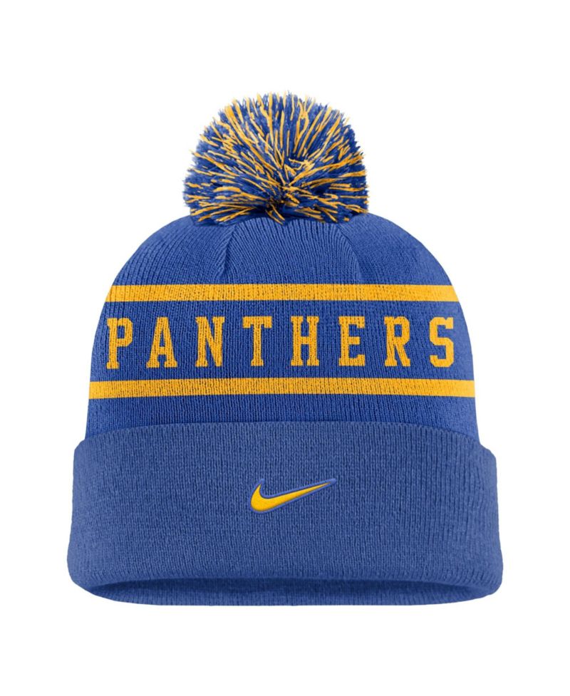 Men's Royal Pitt Panthers Peak Cuffed Knit Hat with Pom