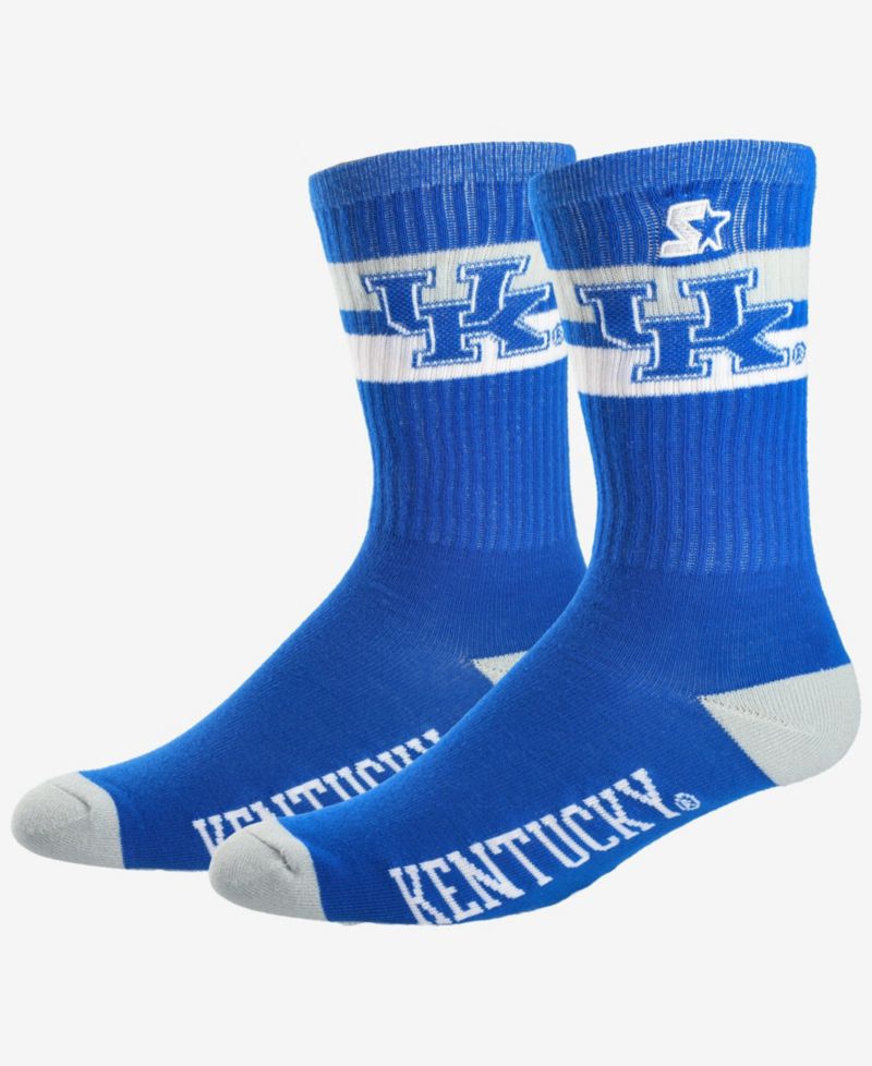 Men's and Women's Kentucky Wildcats Team Color Two-Stripe Crew Socks