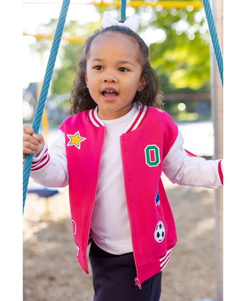 Little Girls (2T - 8) French Terry Varsity Sports Jacket