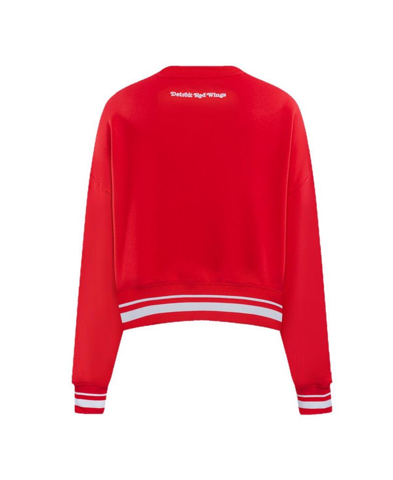 Women's Red Detroit Red Wings Area Code Cropped Pullover Sweatshirt