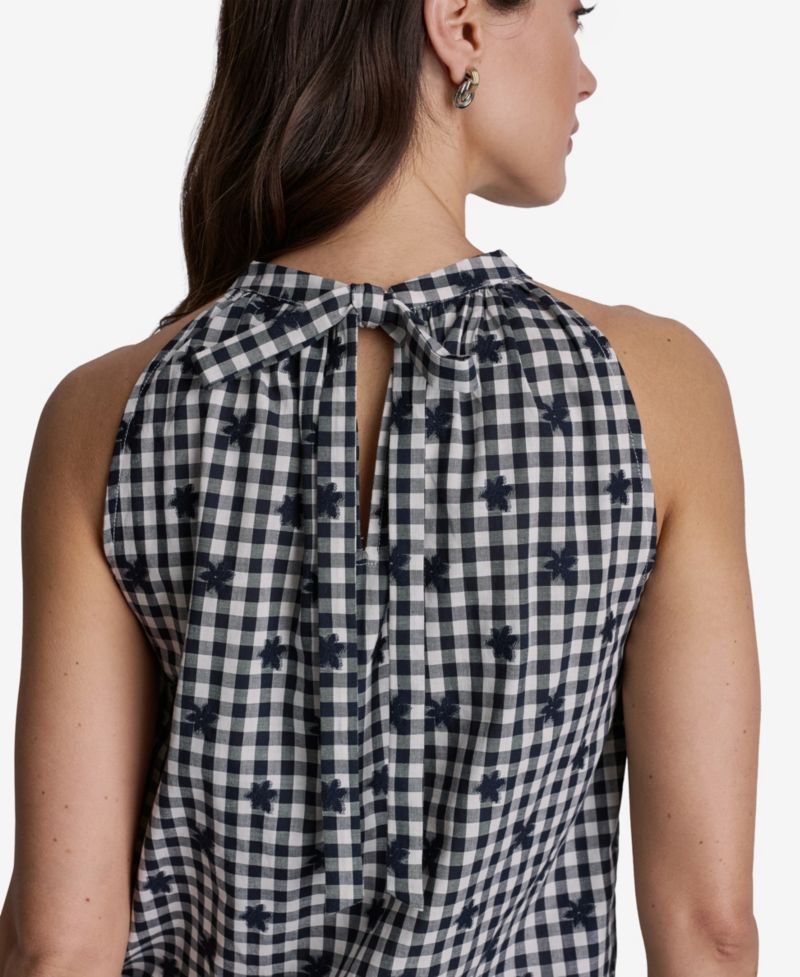 Women's Gingham Halter Neck Sleeveless Top
