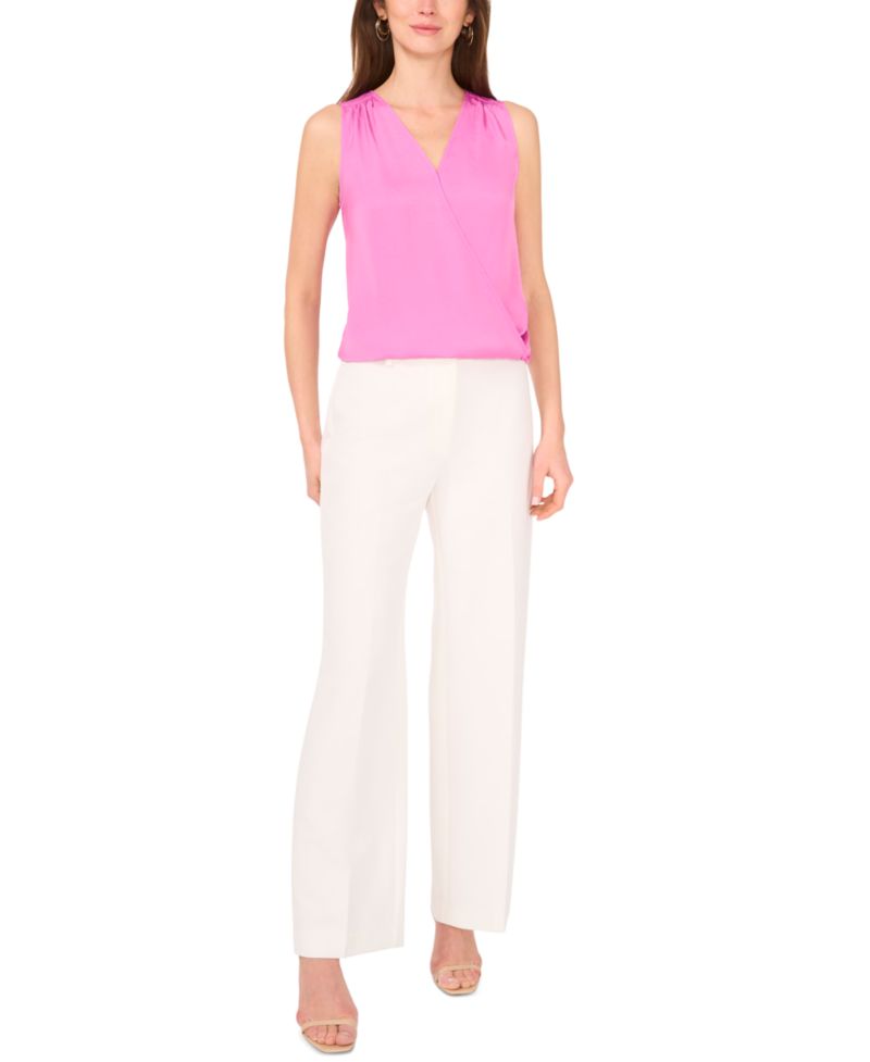 Women's Faux-Wrap Sleeveless Top