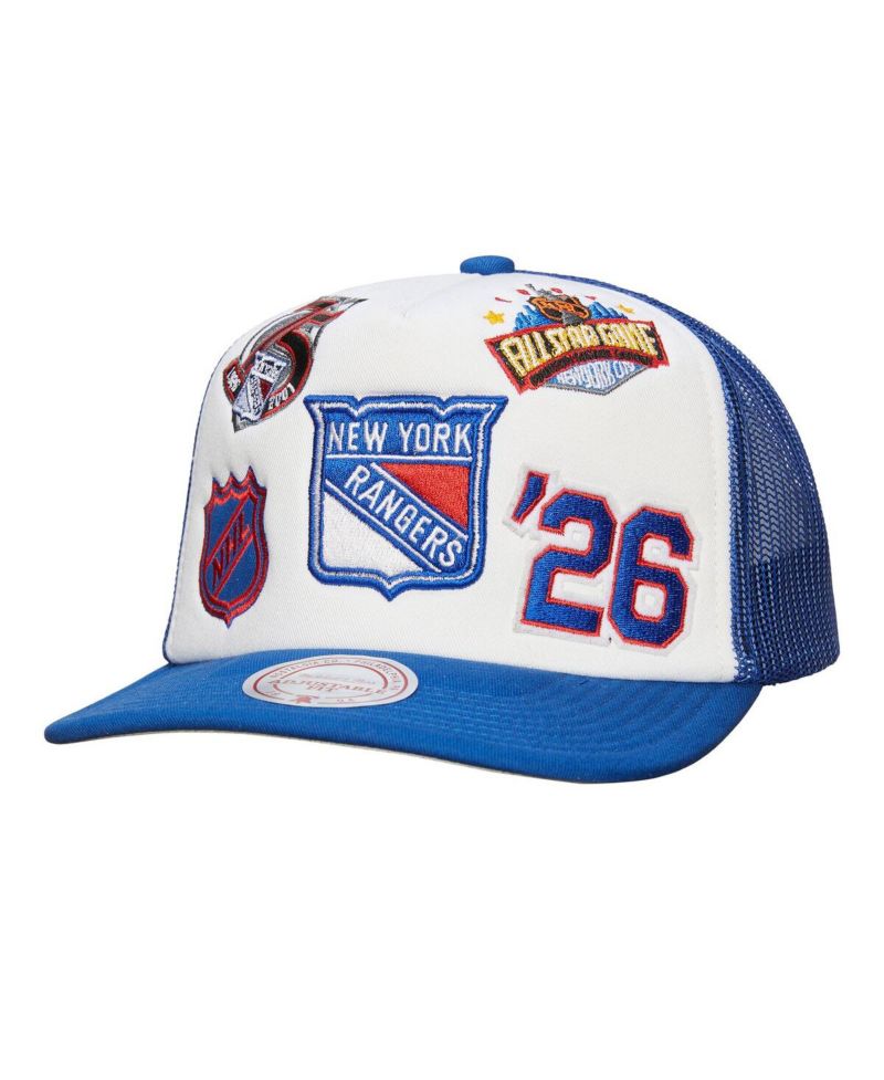 Men's White/Blue New York Rangers Gridlock Trucker Adjustable Hat