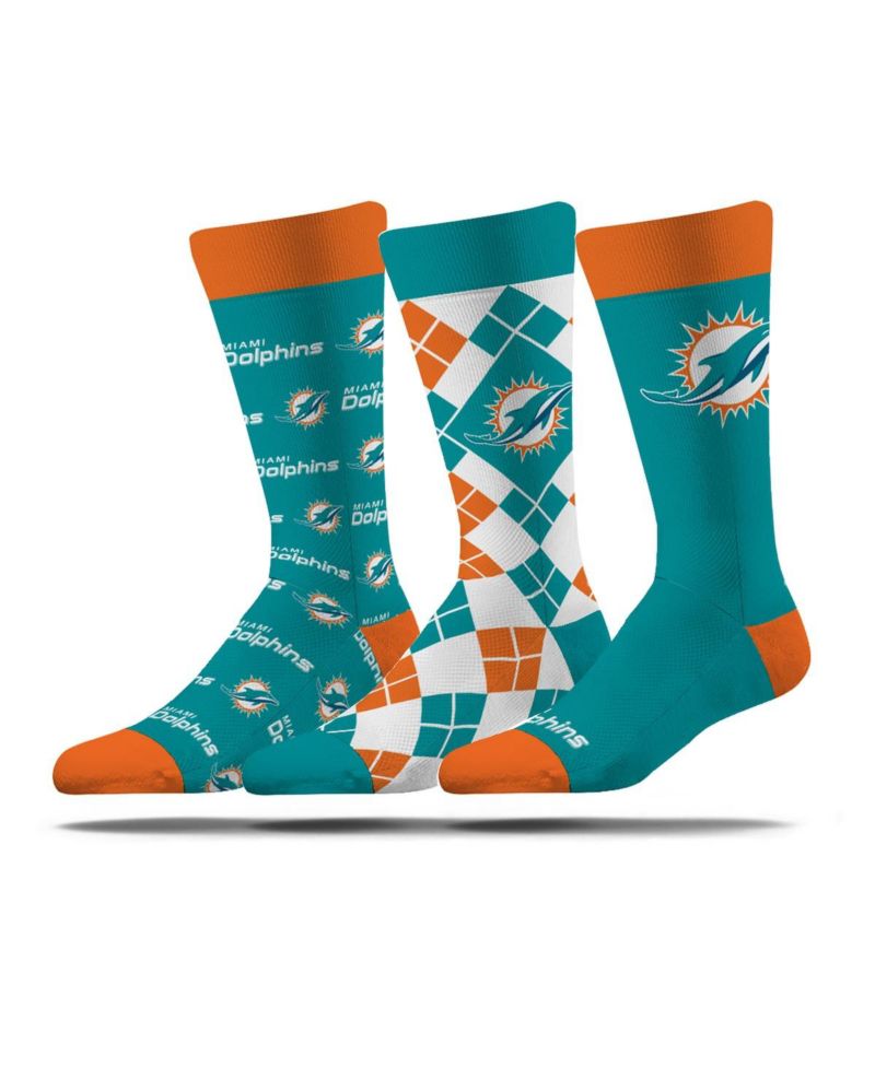 Men's and Women's 3-Pack Miami Dolphins Business Knit Crew Socks
