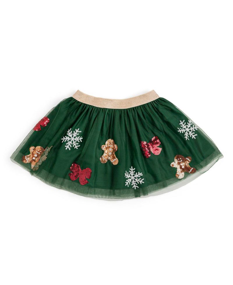 Little and Big Girls Gingerbread Joy Sequin Christmas Tutu Skirt