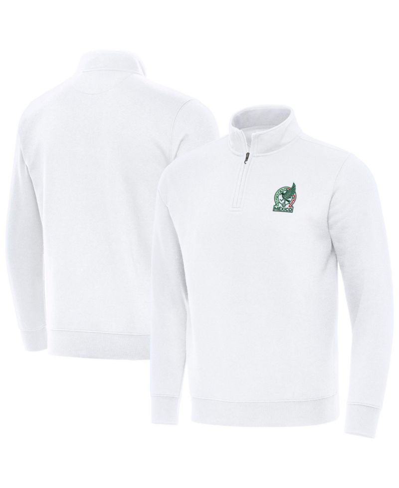 Men's White Mexico National Team Landslide Quarter-Zip Pullover Sweatshirt