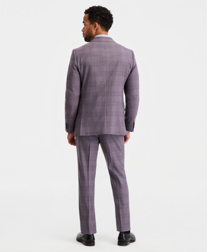 Men's Modern-Fit Wool-Blend Plaid Suit Separate Pants