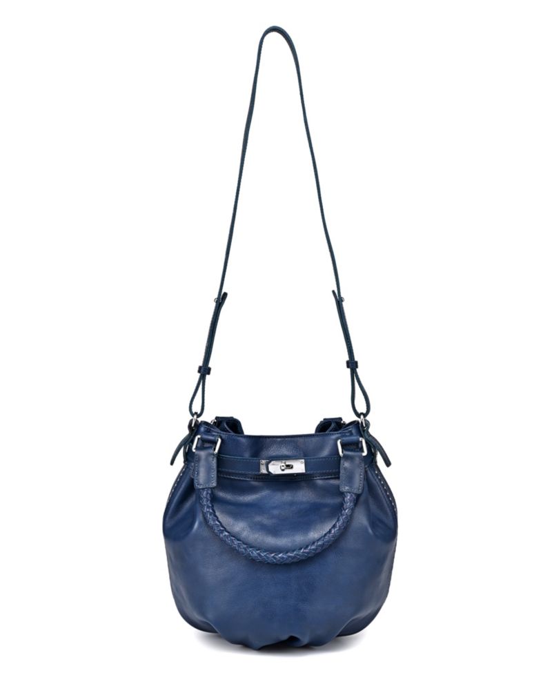 Pumpkin Small Leather Crossbody Bucket Bag