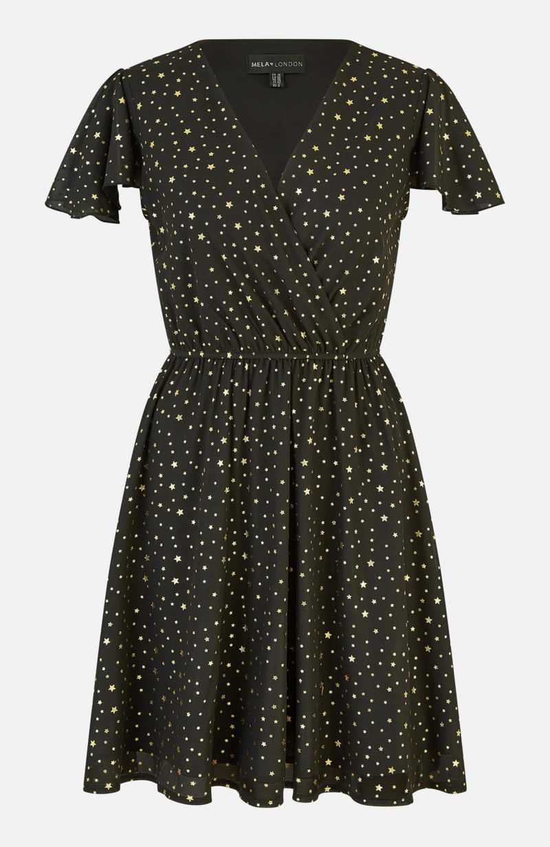 Women's Skater Dress With Mini Star Foil Print