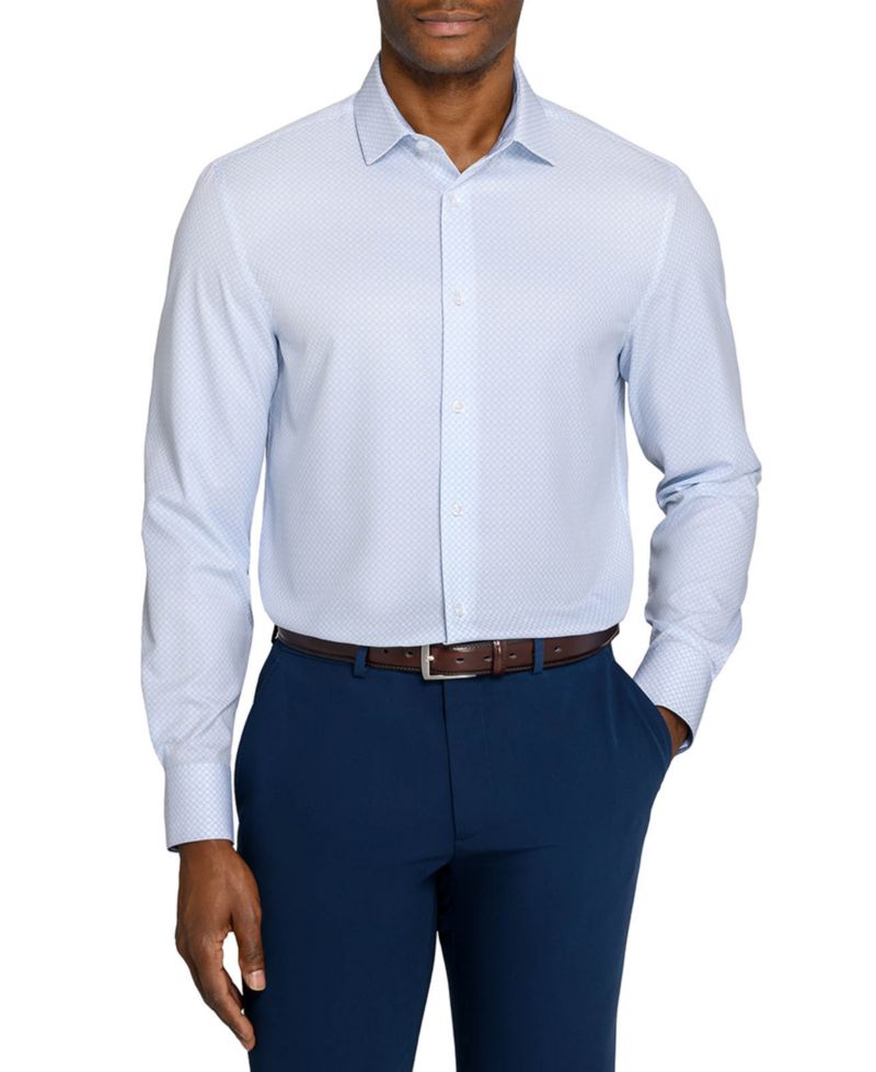 Men's Spread Collar Slim-Fit Performance Stretch Comfort Dress Shirt