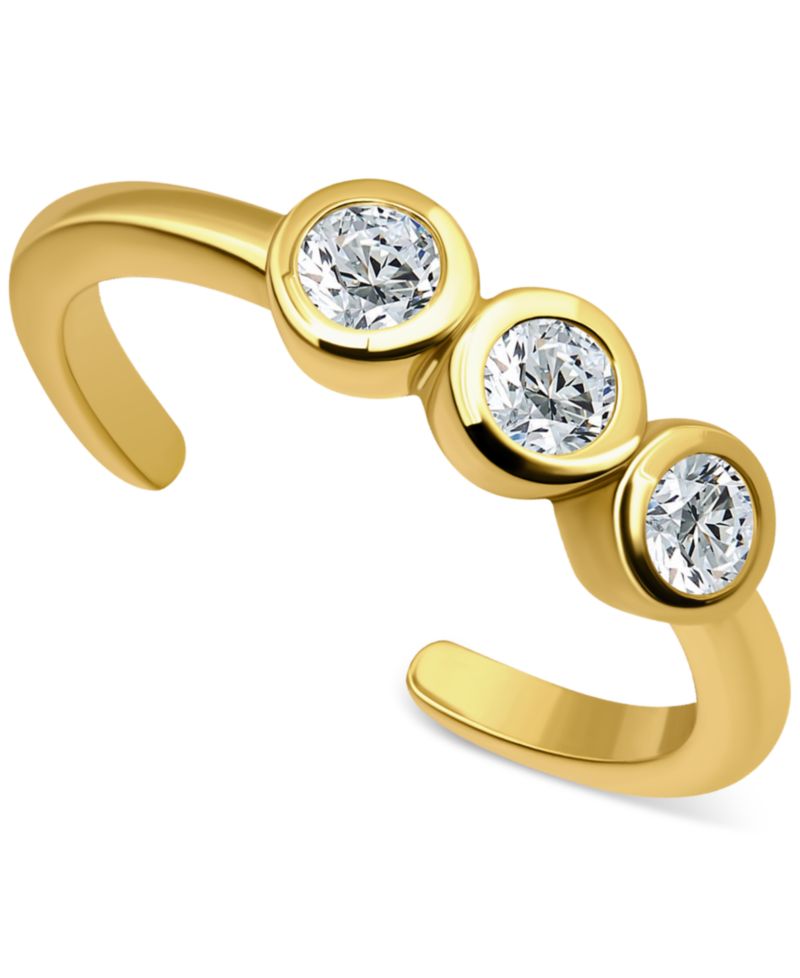 Cubic Zirconia Adjustable Toe Ring in Sterling Silver (also in 18k Gold-Plated Sterling Silver)