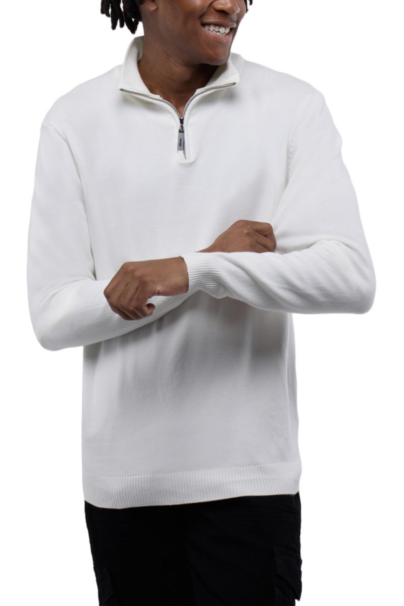 X RAY Men's Quarter Zip Mock Neck Sweater