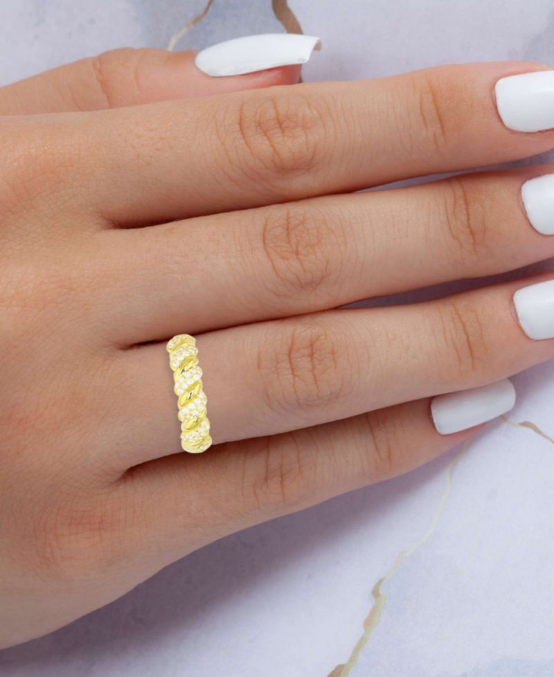 Cubic Zirconia Twist San Marcos Ring in 14k Gold-Plated Sterling Silver
