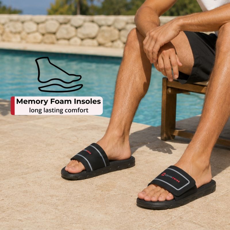 Men's Gabe Cloud Slide Sandals For Men Shock-Absorbing Foam Insole With Arch Support Adjustable Strap Waterproof Anti-Slip Recovery Slides