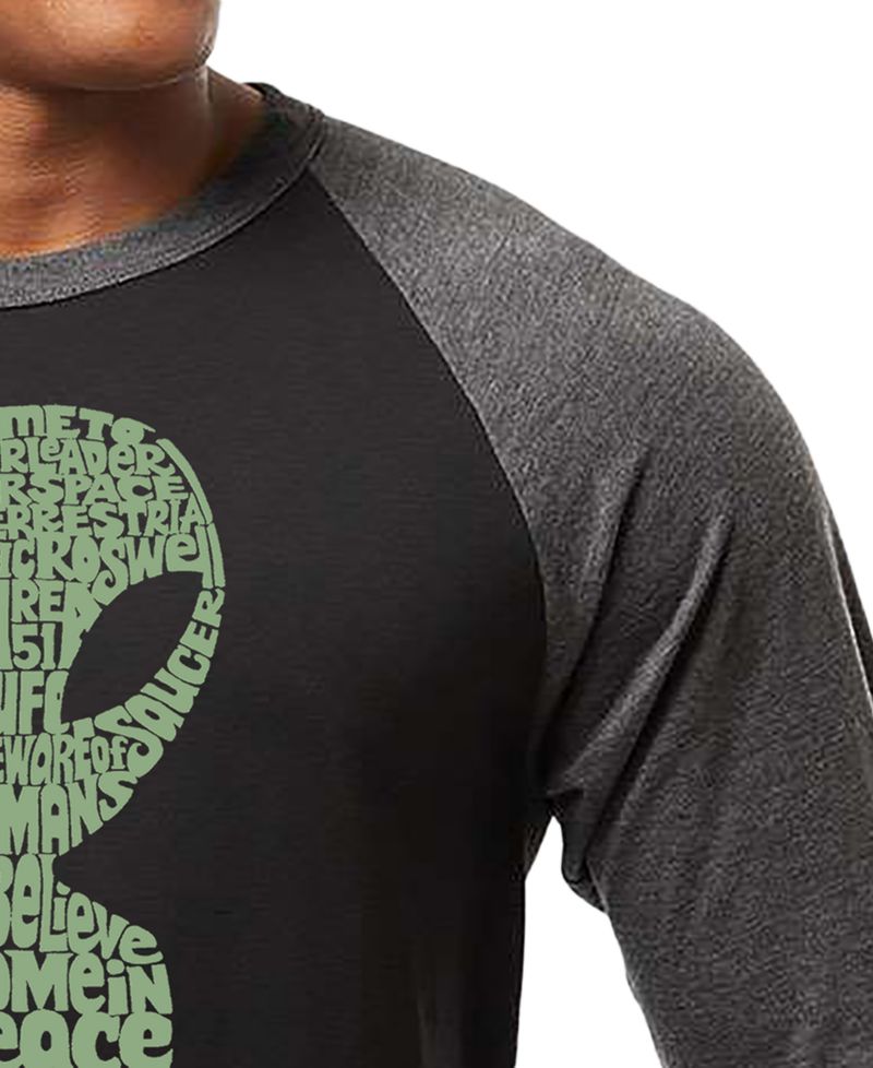 Men's Alien Extraterrestrial Word Art Raglan-Sleeve T-Shirt