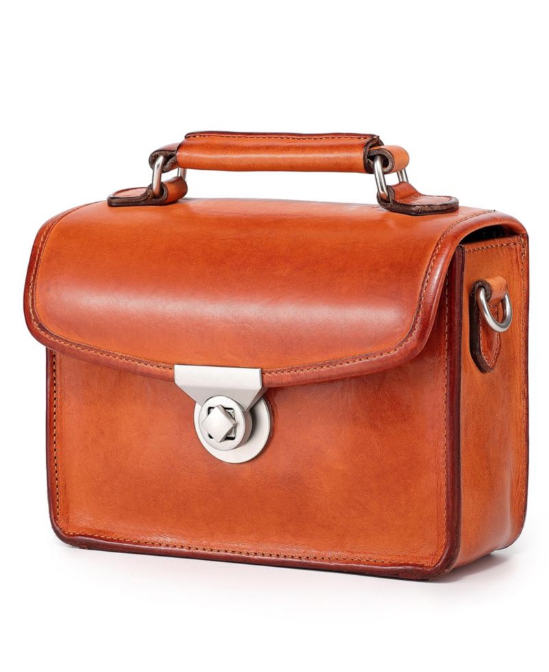 Laurel Mini Leather Convertible Pushlock Crossbody Bag