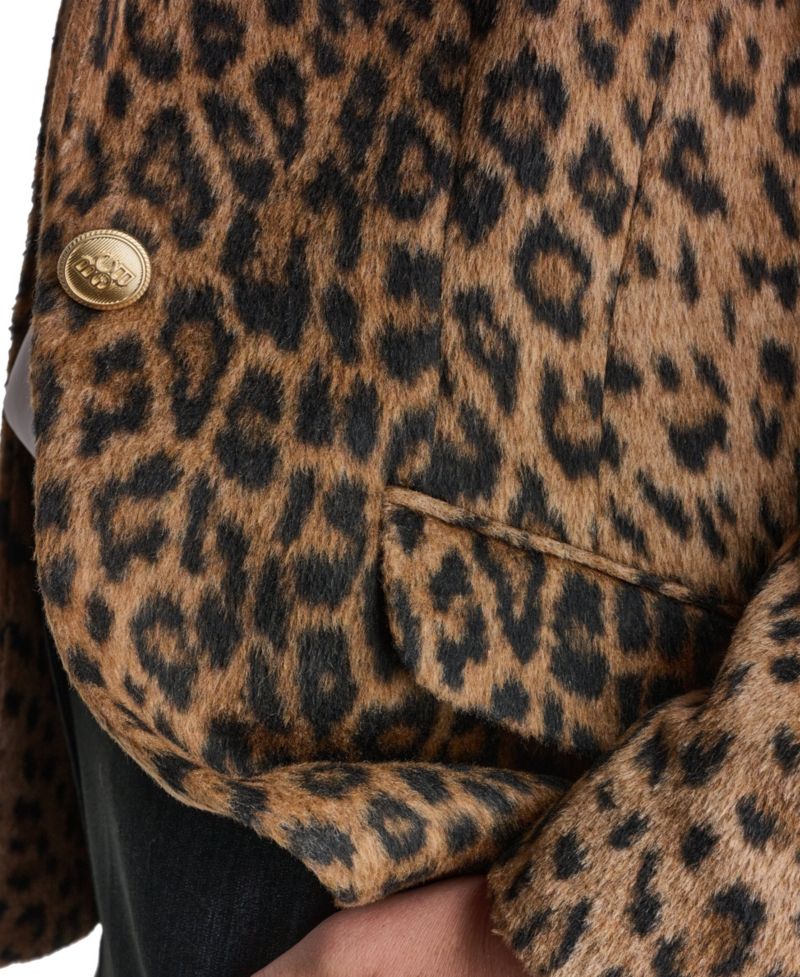 Women's Leopard-Print Shoulder-Padded Blazer