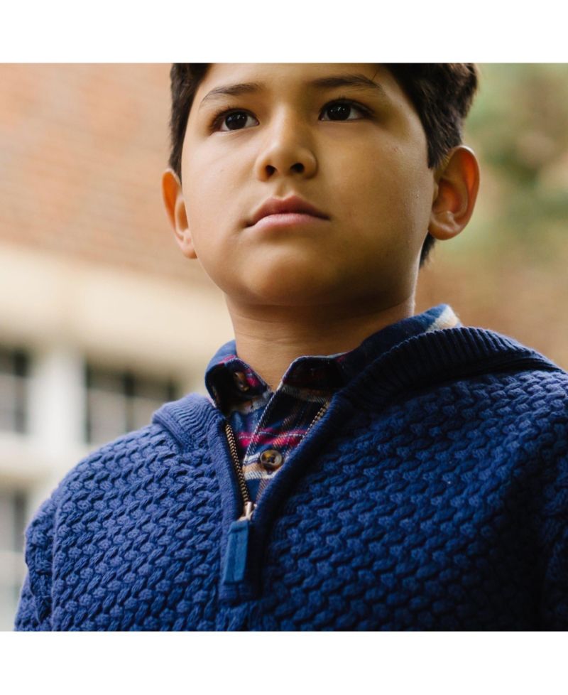 Baby Boys Hope and Henry Long Sleeve Hooded Half Zip Sweater