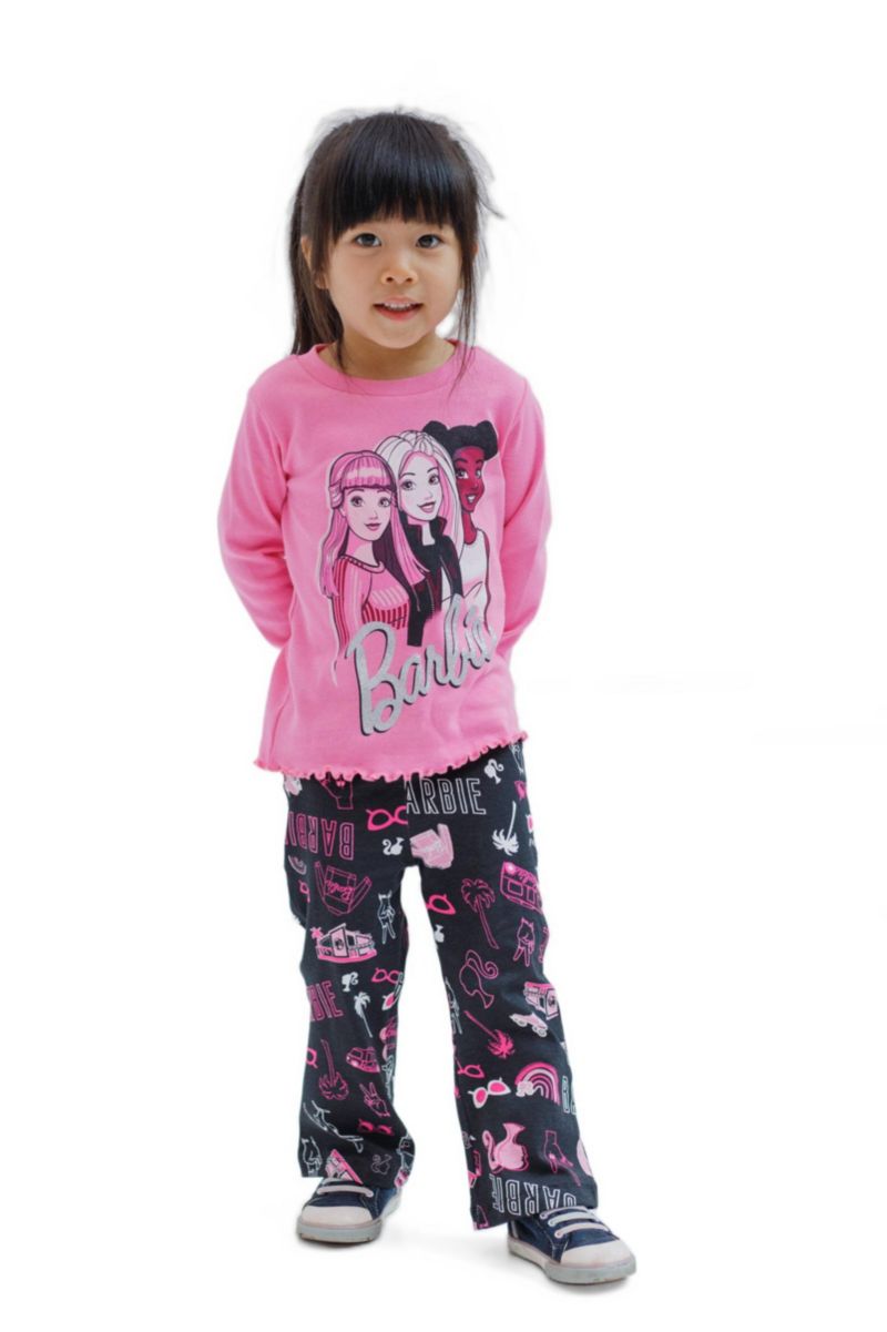 Girls' 2-Piece Long Sleeve Tee and Flare Pants Set