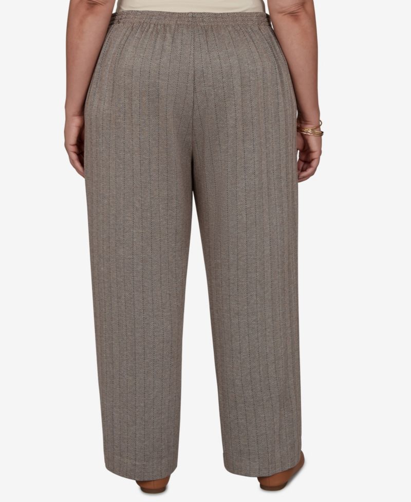 Plus Size Pull-On Pinstripe Mid-Rise Pants