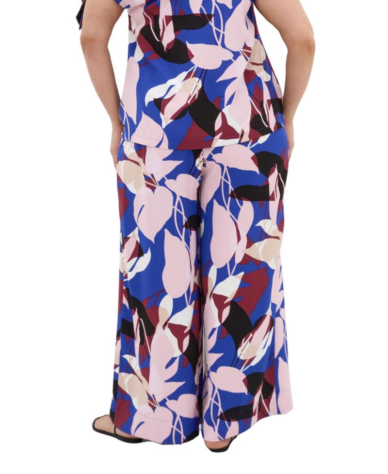 Plus Size Floral-Print High-Rise Wide-Leg Pants