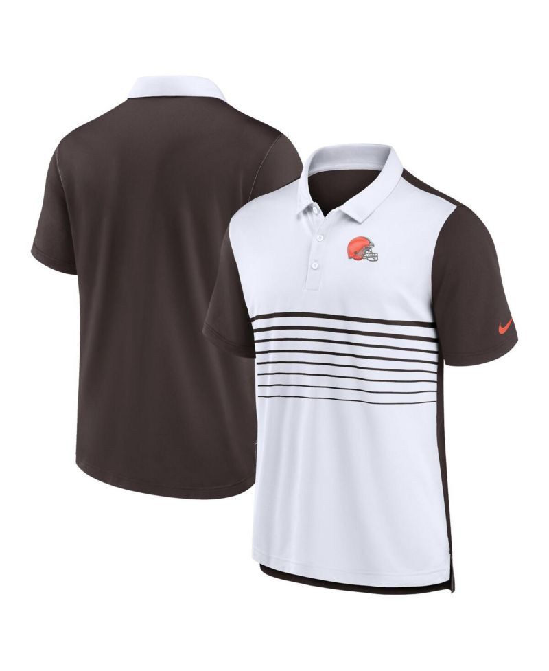 Men's White/Brown Cleveland Browns Fashion Performance Polo Shirt