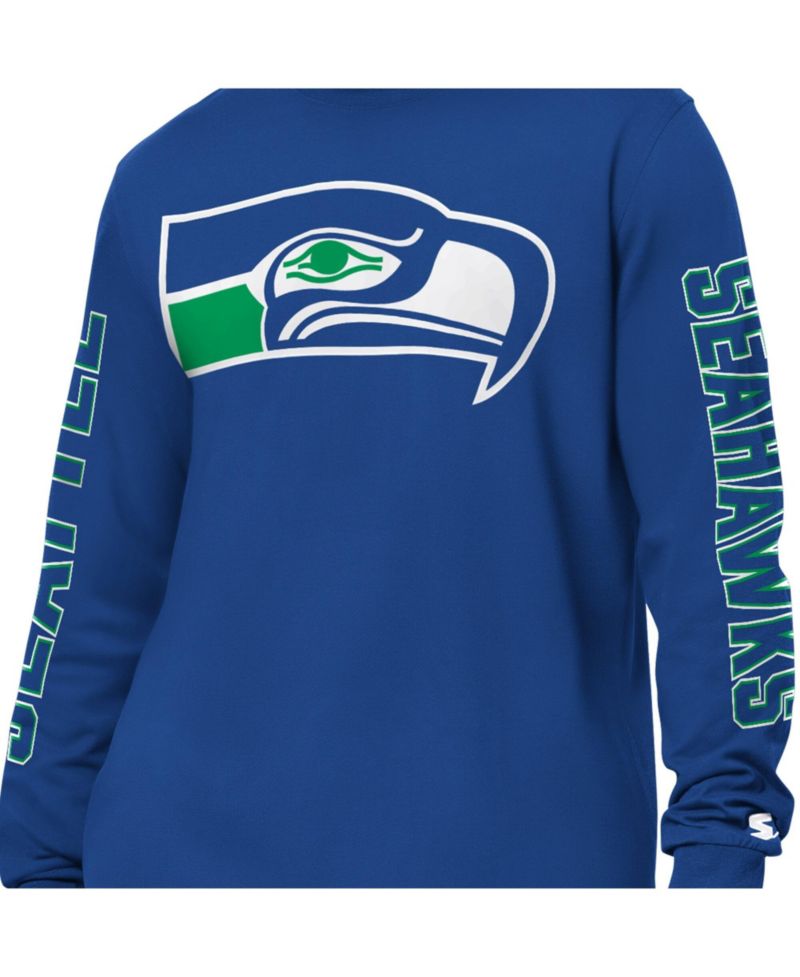 Men's Royal Seattle Seahawks Clutch Hit II Logo Long-Sleeve T-Shirt