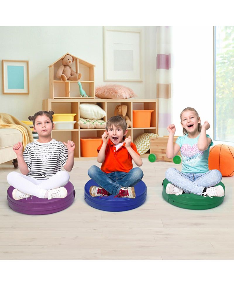 Toddler 6 Pack 15 Inch Round Floor Cushions Set for Daycare and Playroom