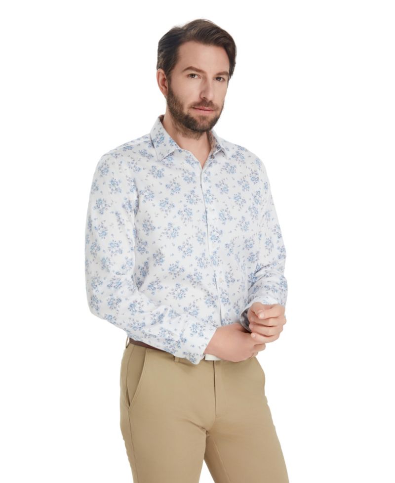 Men's Slim-Fit Spread Collared Dress Shirt
