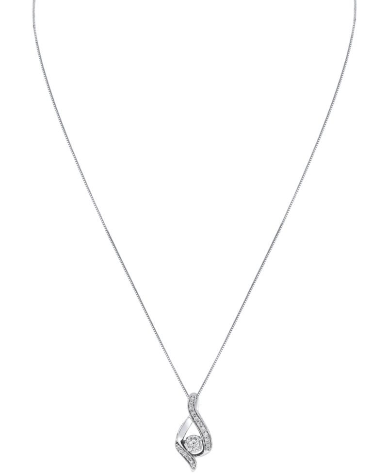 Diamond Ribbon Pendant Necklace (3/8 ct. t.w.) in 14k White or Yellow Gold
