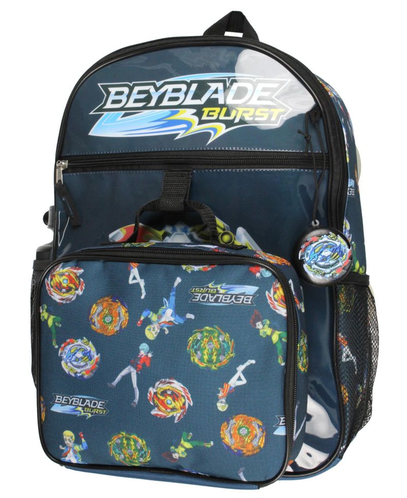 Burst Spinner Tops Backpack Lunch Bag Water Bottle Ice Pack 5 PC Mega Set 16"
