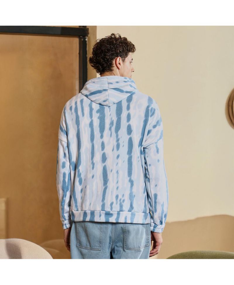 Men's Sky Blue Dye-Drip Pullover Hoodie