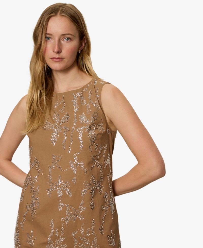 Women's Embellished Crewneck Straight Shift Dress