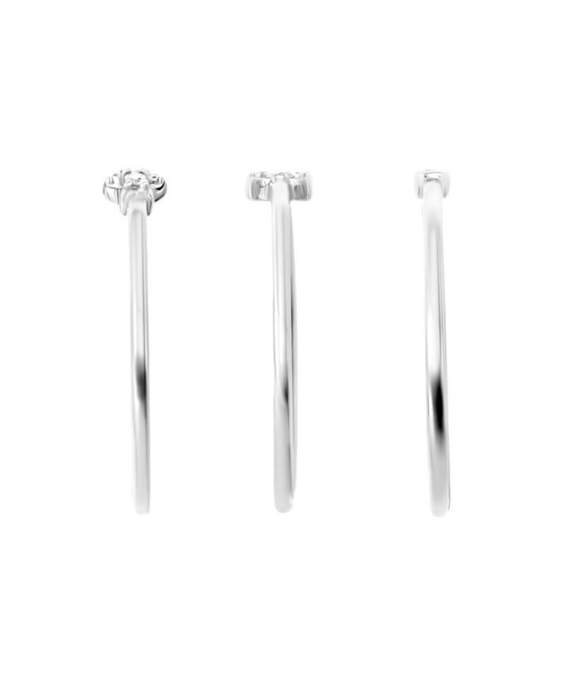 3-Pc. Sterling Silver Cubic Zirconia Moon and Stars Ring Set