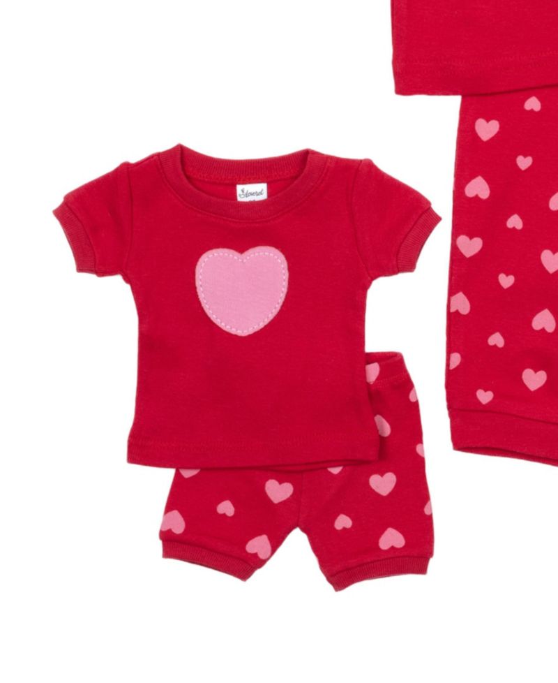 Toddler Girls Matching Doll Snug-Fit Cotton Short Sleeve Pajamas