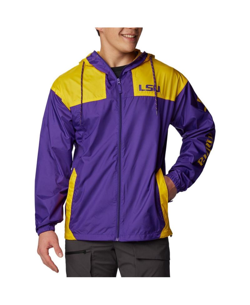 Men's Purple LSU Tigers Flash Challenger Omni-Shade Full-Zip Windbreaker Hoodie Jacket