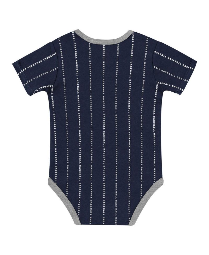Baby Boys and Girls 2-Piece White/Navy New York Yankees Lead Run Diaper Cover Bodysuit and Shorts Set