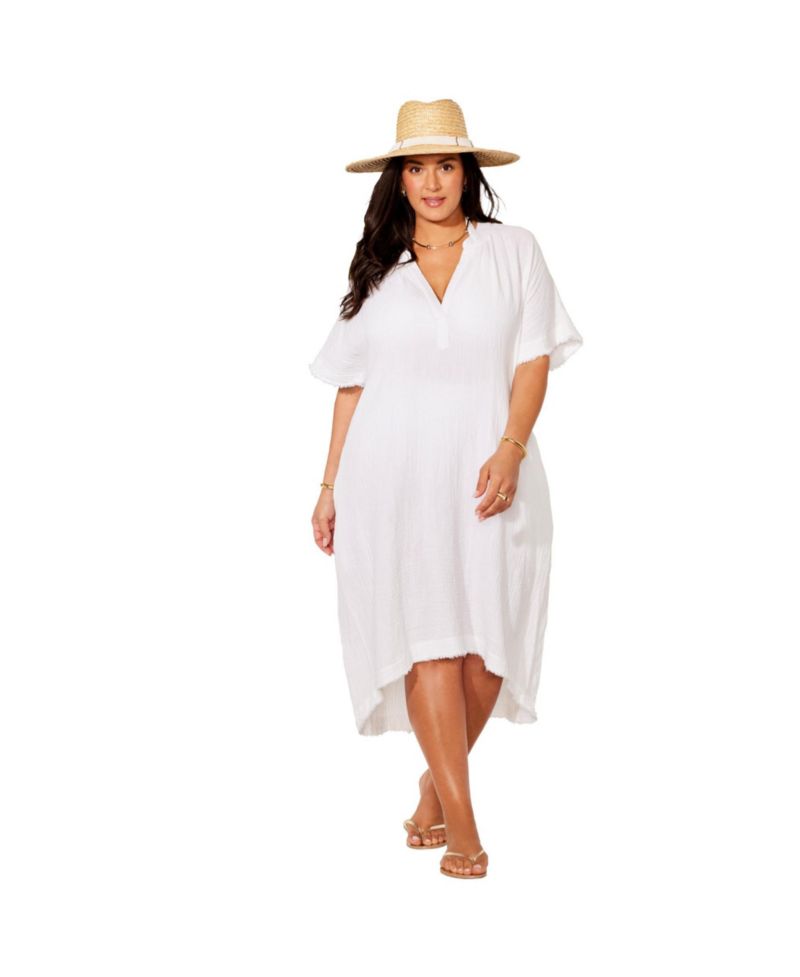 Women's Cotton Gauze High-Low Sun Dress Cover Up