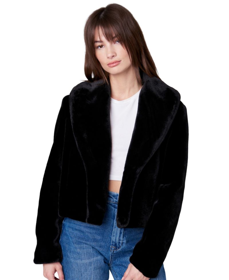 Women's Be My Guest Faux-Fur Shawl-Collar Cropped Jacket