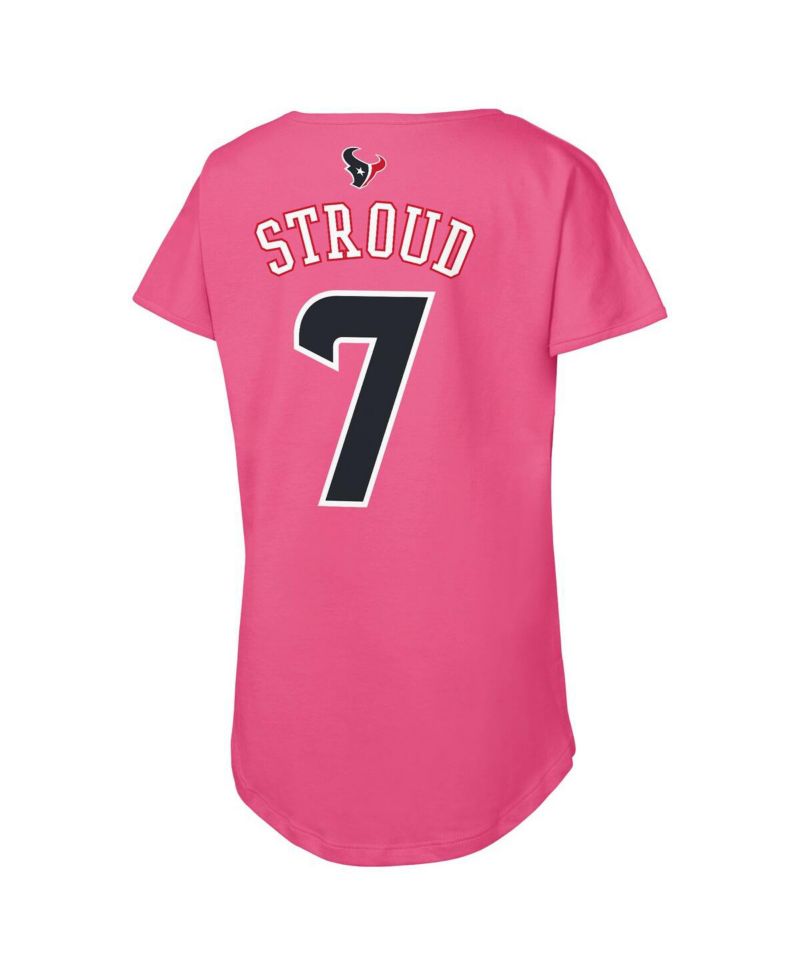 Big Girls C.J. Stroud Pink Houston Texans Player Name & Number T-Shirt