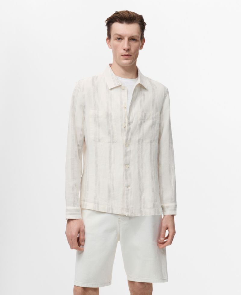 Men's Striped Linen Overshirt