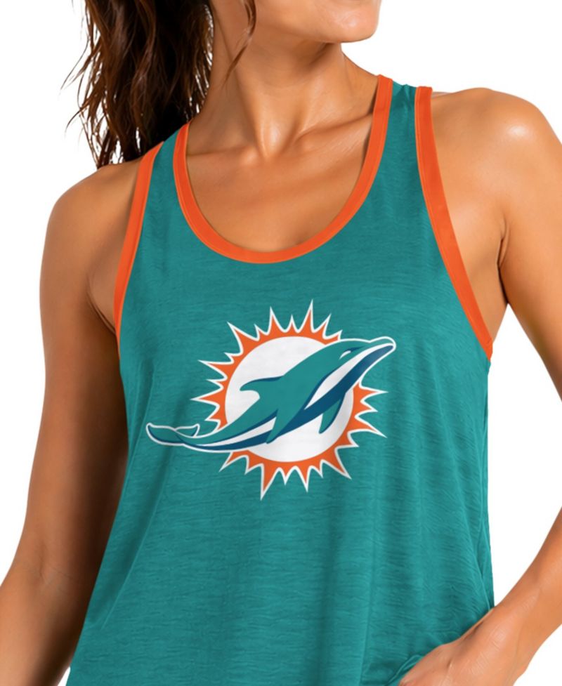 Women's Aqua Miami Dolphins Tater II Racerback Tank Top