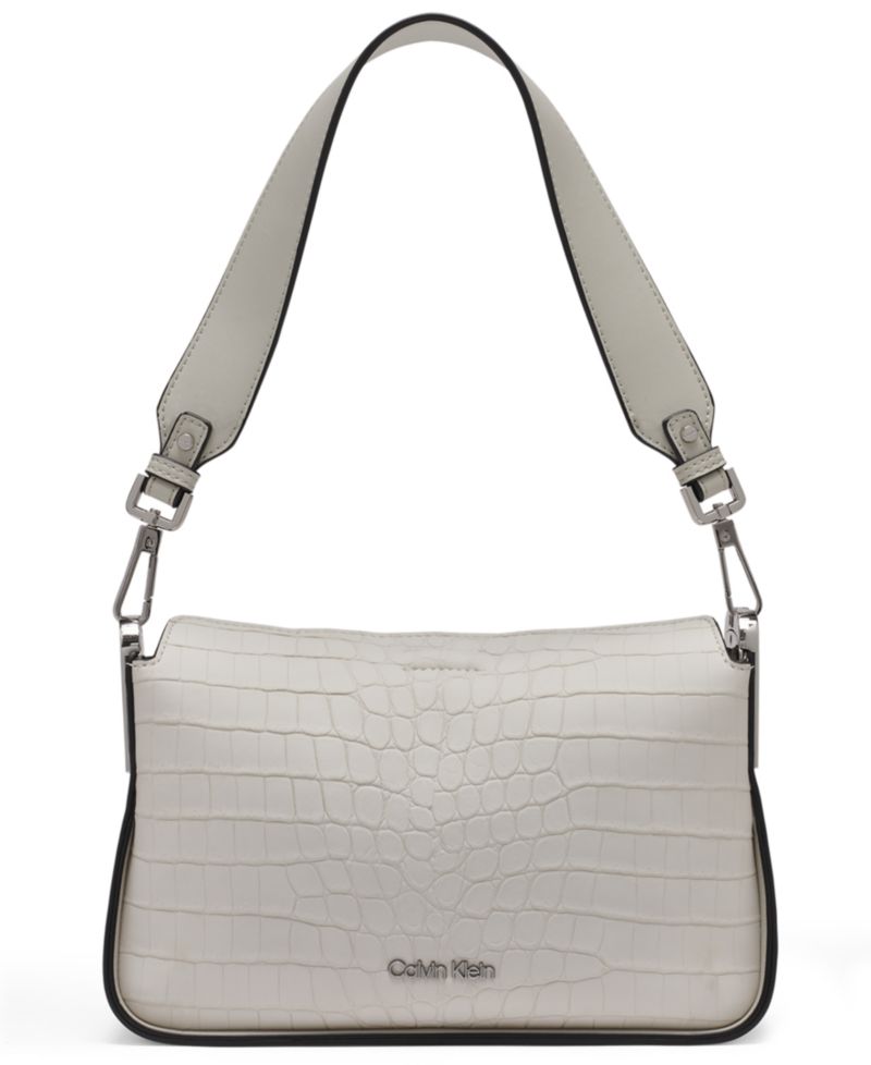 Fay Sueded Croc Medium Shoulder Bag