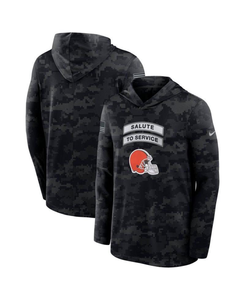 Men's Black Cleveland Browns 2026 Salute to Service Sideline Lightweight Hooded Pullover